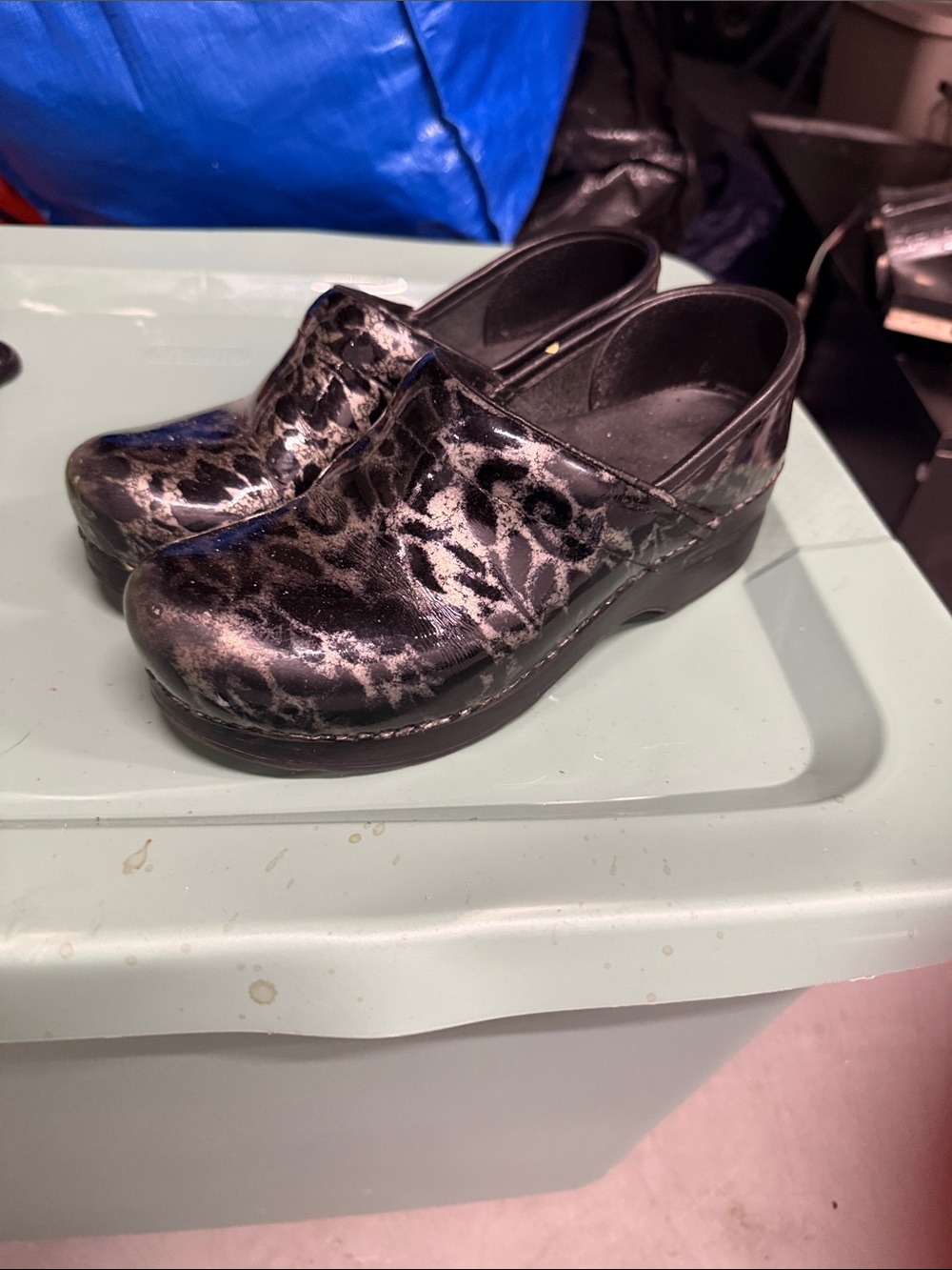 Dansko Black and Silver Metallic-Print Women's Clogs